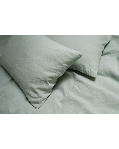 Постільна білизна з льону Lotus Home - Karlin frosty green зелений євро