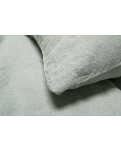 Постільна білизна з льону Lotus Home - Karlin frosty green зелений євро