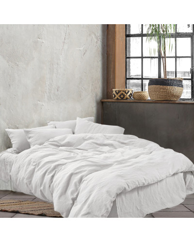 Постільна білизна з льону Lotus Home - Karlin white білий євро