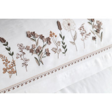 Постільна білизна Dantela Vita сатин з вишивкою - Veria bej бежевий євро