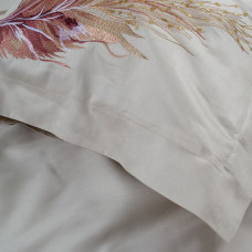 Постільна білизна Dantela Vita сатин з вишивкою - Bohem bej бежевий євро