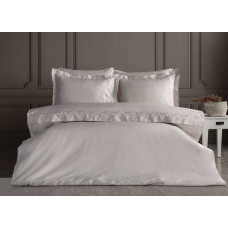 Постільна білизна Dantela Vita сатин з вишивкою - Petra bej бежевий євро