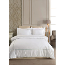 Постільна білизна Dantela Vita сатин з вишивкою - Florentino beyaz-bej білий-бежевий євро