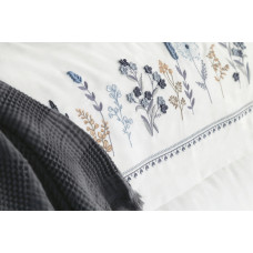 Постільна білизна Dantela Vita сатин з вишивкою - Veria antrasit антрацит євро