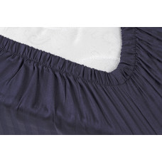 Простирадло на резинці з наволочками сатин страйп 1*1 Lotus Home - темно- синій 160*200*25+50*70 (2)