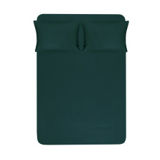 Простирадло на резинці з наволочками сатин страйп 1*1 Lotus Home - смарагд 160*200*25+50*70 (2)