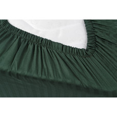 Простирадло на резинці з наволочками сатин страйп 1*1 Lotus Home - смарагд 160*200*25+50*70 (2)
