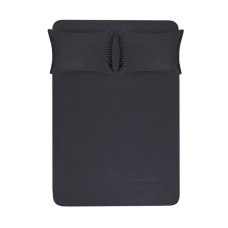 Простирадло на резинці з наволочками сатин страйп 1*1 Lotus Home - чорний 160*200*25+50*70 (2)