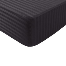 Простирадло на резинці з наволочками сатин страйп 1*1 Lotus Home - чорний 160*200*25+50*70 (2)