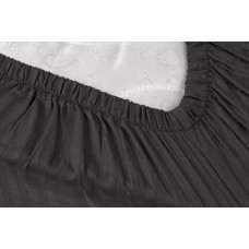 Простирадло на резинці з наволочками сатин страйп 1*1 Lotus Home - чорний 180*200*25+50*70 (2)