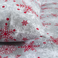 Постільна білизна Lotus Home Фланель - Snowflake сірий/червоний євро