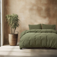 Постільна білизна Lotus Home Washed cotton - Kansas зелений євро