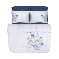 Постільна білизна Dantela Vita сатин з вишивкою - Nilufer beyaz білий сімейний