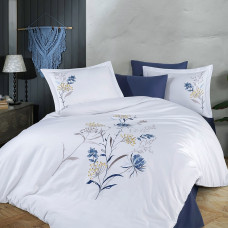 Постільна білизна Dantela Vita сатин з вишивкою - Nilufer beyaz білий сімейний