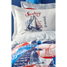 Постільна білизна Karaca Home - Hutson mavi 2019-2 блакитний ранфорс підлітковий