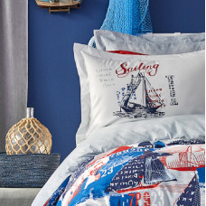 Постільна білизна Karaca Home - Hutson mavi 2019-2 блакитний ранфорс підлітковий