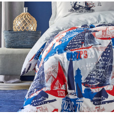 Постільна білизна Karaca Home - Hutson mavi 2019-2 блакитний ранфорс підлітковий