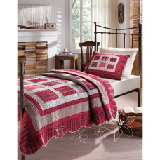 Покривало з наволочкою Karaca Home - Cheery Patchwork бавовна 90% поліес 180*260
