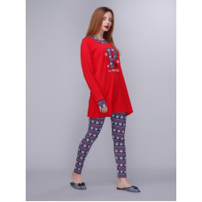 Домашній одяг US Polo Assn - Піжама жіноча (довг.рукав) 15521 червона, L