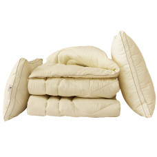 Ковдра лебедяний пух "Бежова" 1.5-сп. + 2 подушки 70х70
