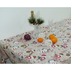 Скатертина Новорічна Сніговик бежева