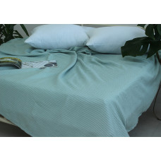 Простирадло-покривало піке 200х235 см. Косичка блакитна