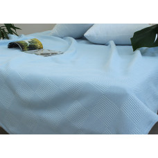 Простирадло-покривало піке 200х235 см. Клітина блакитна