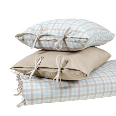 Півтораспальний комплект постільної білизни Home Line "КЛІТИНКА КУХОННА" (бежево-бірюзовий/бежевий)