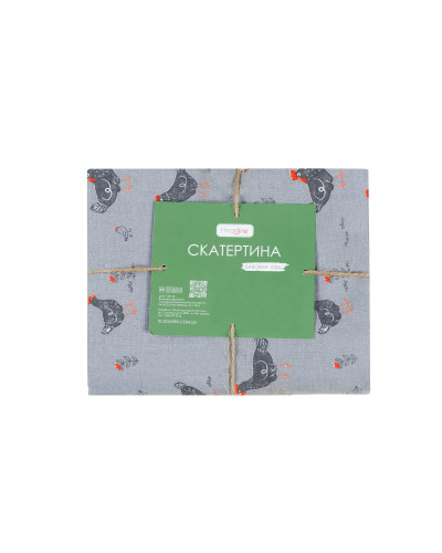 Скатертина Home Line "Прогулянка з курчатами" (сірий) 120х150 183919