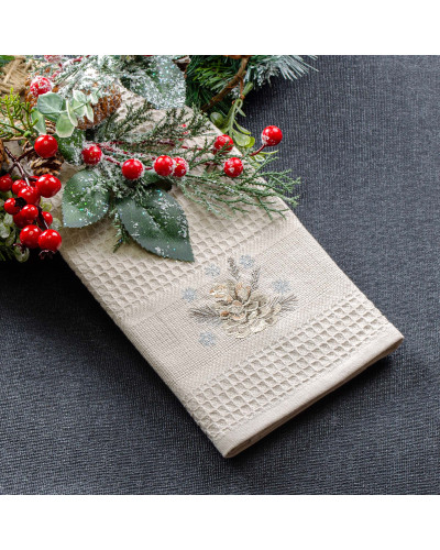 Рушник вафельний Home Line (пісочний колір, з вишивкою шишка) 45x70см 180068
