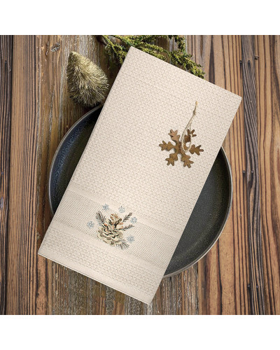 Рушник вафельний Home Line (пісочний колір, з вишивкою шишка) 45x70см 180068