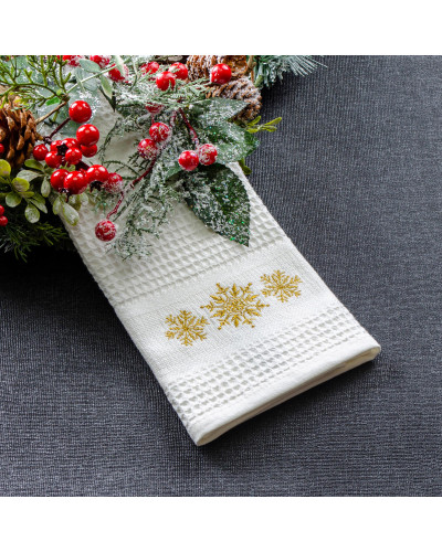 Рушник вафельний Home Line (білий, з вишивкою сніжинки) 45x70см 180067