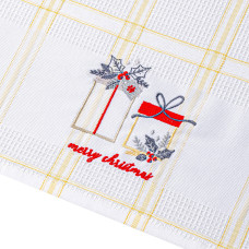 Рушник вафельний Home Line (смужка жовта, з вишивкою подарунки) 45x70см 180066