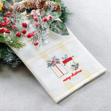 Рушник вафельний Home Line (смужка жовта, з вишивкою подарунки) 45x70см 180066