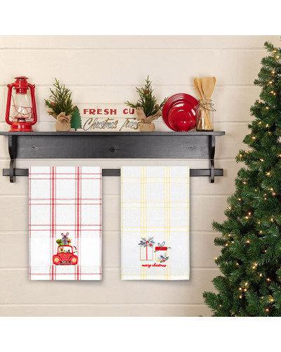 Рушник вафельний Home Line (смужка жовта, з вишивкою подарунки) 45x70см 180066