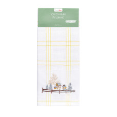 Рушник вафельний Home Line (смужка жовта, з вишивкою будинки) 45x70см 180065