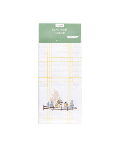 Рушник вафельний Home Line (смужка жовта, з вишивкою будинки) 45x70см 180065