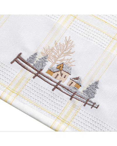 Рушник вафельний Home Line (смужка жовта, з вишивкою будинки) 45x70см 180065