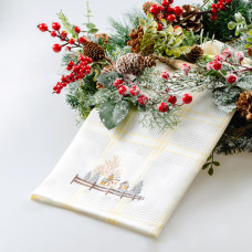 Рушник вафельний Home Line (смужка жовта, з вишивкою будинки) 45x70см 180065