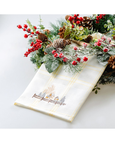 Рушник вафельний Home Line (смужка жовта, з вишивкою будинки) 45x70см 180065