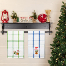 Рушник вафельний Home Line (смужка зелена, з вишивкою ліс) 45x70см 180064