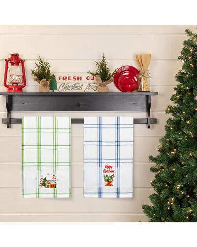 Рушник вафельний Home Line (смужка зелена, з вишивкою ліс) 45x70см 180064