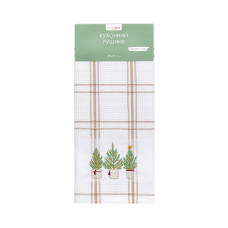 Рушник вафельний Home Line (смужка коричнева, з вишивкою ялинки) 45x70см 180063