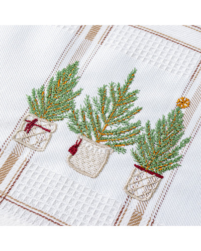 Рушник вафельний Home Line (смужка коричнева, з вишивкою ялинки) 45x70см 180063