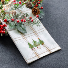 Рушник вафельний Home Line (смужка коричнева, з вишивкою ялинки) 45x70см 180063