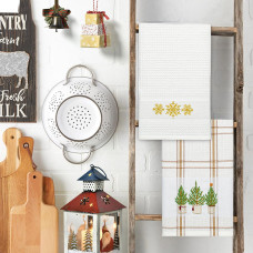 Рушник вафельний Home Line (смужка коричнева, з вишивкою ялинки) 45x70см 180063