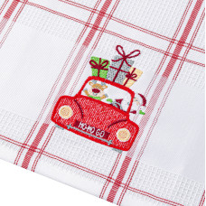 Рушник вафельний Home Line (смужка червона, з вишивкою машина) 45x70см 180060