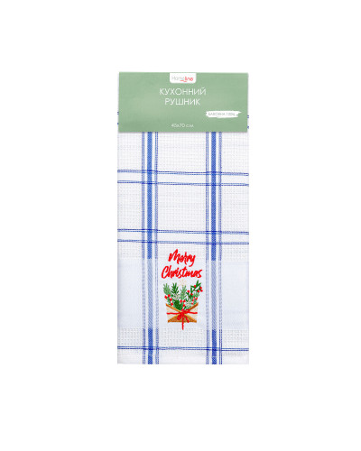 Рушник вафельний Home Line (смужка синя, з вишивкою кошик) 45x70см 180059