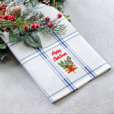 Рушник вафельний Home Line (смужка синя, з вишивкою кошик) 45x70см 180059