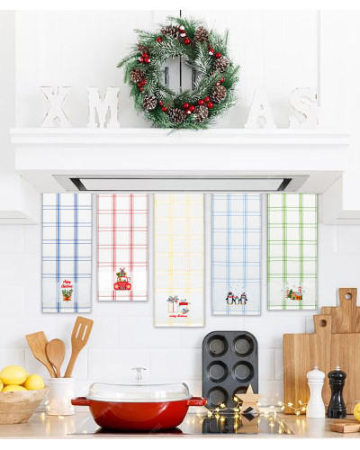Рушник вафельний Home Line (смужка синя, з вишивкою кошик) 45x70см 180059